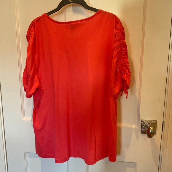 Karen Scott coral tee with rouched shoulder detail, XL - Picture 5 of 6